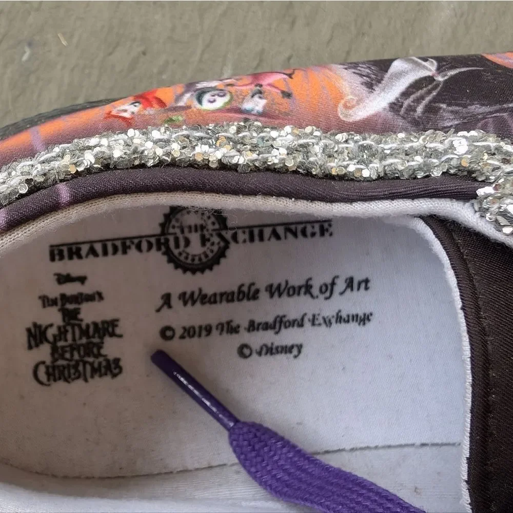 Bradford Exchange The Nightmare Before Christmas Ever-Sparkle Canvas‎ Shoes 8